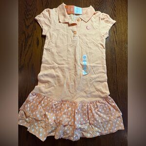 Carter’s Orange Polo Dress Polka Dot Ruffle Bottom Girls Size 5 Short Sleeve NWT